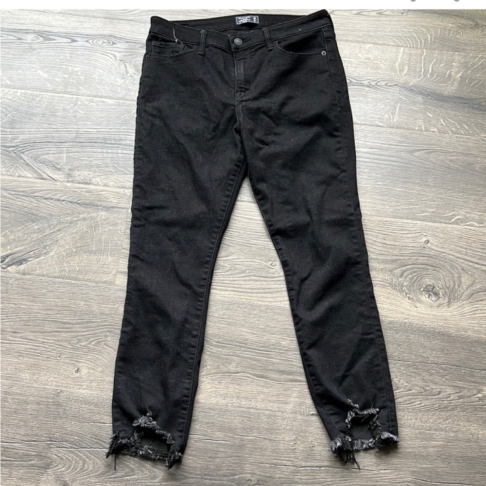 Abercrombie & Fitch Black Distressed Hem Skinny Jeans